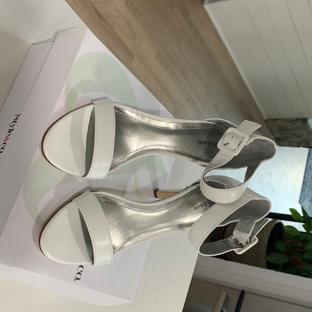 White Platform Sandals.  Never Worn